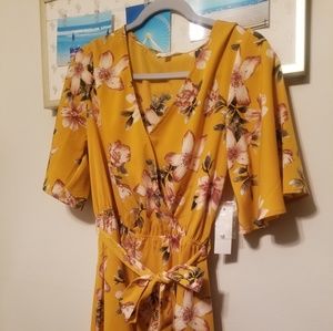 Mustard yellow floral dress